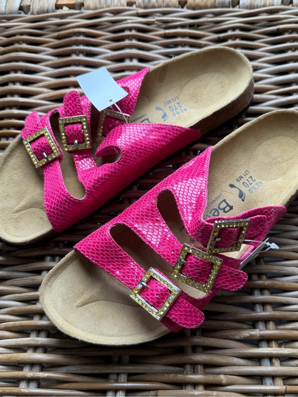 NWT Betula By Birkenstock Florida Sandals Pink Snake Print Womens Size 42 11 US - Picture 2 of 10